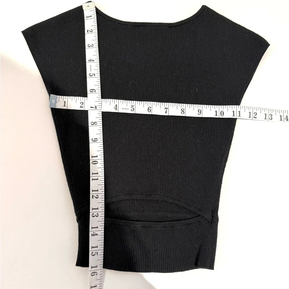 Aritzia Wilfred Yacine Cut-Out Knit Black Top XXS - Picture 11 of 11